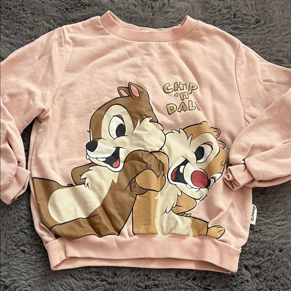 H&M disney Light Pink Chip 'n Dale Kids Sweatshirt